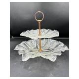 Two-Tier Frosted Glass Serving Tray
