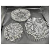 Three Pressed Glass Serving Dishes