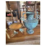 Decorative Metal-Style Vase and Plate Stand