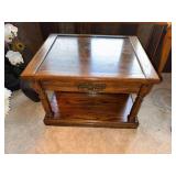 Oak Side Table With Storage Cabinet