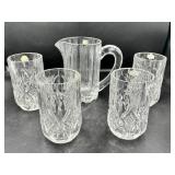 Oneida Crystal Pitcher and Glasses Set