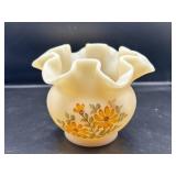Vtg. Fenton-Style Hand-Painted Satin Custard Glass
