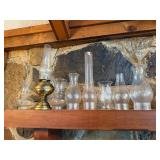 Risdon Mfg. Co. Brass Oil Lamp and Chimneys