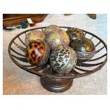 Decorative Metal Bowl with Six Orbs