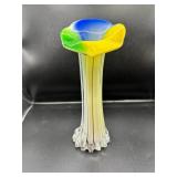 Multicolored Glass Trumpet Vase