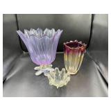 Three Art Glass Vases and Bowls