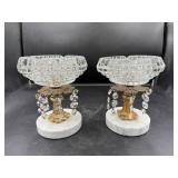 Crystal Compotes with Marble Bases