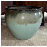 Ceramic Planter Pot with Blue Glaze