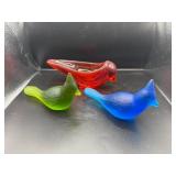 Three Glass Bird Figurines