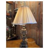Ornate Metal Lamp with Crystal Accents