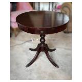 Round Mahogany Side Table With Drawer
