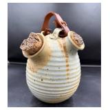 Handcrafted Ceramic Jug with Leather Handle