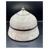 Vintage Bone Inlaid in Brass Decorative Lidded Box