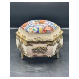 Hexagonal Metal & Porcelain Musical Trinket Box