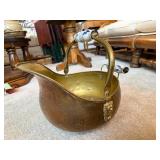 Brass Coal Scuttle with Ceramic Handles