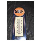 Vtg Look Gulf Metal Thermometer
