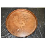 Wood Round Rooster Serving Tray