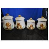 Vtg Ceramic Mushroom Canister Set
