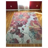 6x9ft Floral Area Rug with Gray Base