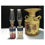 Oil Lamps and Floral Canister