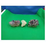 2 Amythyst & 1 Smoky Quartz Geodes
