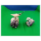 2 Amythyst Geodes with Rock Birds