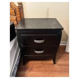 Black Wooden Nightstand With Two Drawers