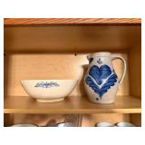 Stoneware Jug and Bowl with Blue Designs