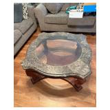 Marble-Top Glass Insert Coffee Table