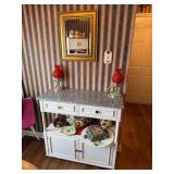 White Cabinet with Granite Top and Mirror