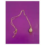 Italian 14K Gold Chain With Teardrop Pendant