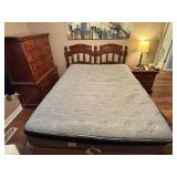 Queen Size Bed And Wood Frame W/ Turned Spindles
