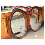 Wood-Framed Oval Double Mirrors