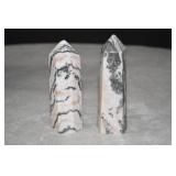 Pair of Pink Zebra Jasper Crystal Towers
