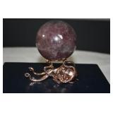 Polished Strawberry Quartz Sphere w/ STand