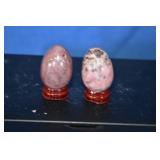 Small Rhodonite Egg Forms w/ Stands