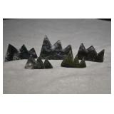 Polished Carved Moss Agate Mountain Forms