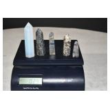 Set of 5 Polished Crystal Towers