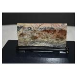 Natural Guohua Picture Jasper Slab on Stand