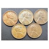 5pc Lincoln Wheat Cents