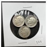 3pc Silver Roosevelt Dimes