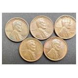 5pc Lincoln Wheat Cents
