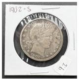 1902-S Silver Barber Half Dollar