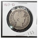 1907-D Silver Barber Half Dollar