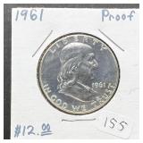 1961 Silver Proof Franklin Half Dollar