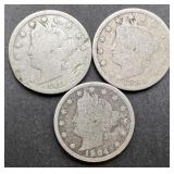 3pc Liberty Head V Nickels