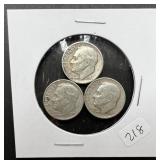 3pc Roosevelt Silver Dimes