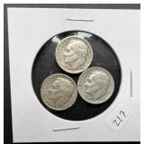 3 Silver U.S. Roosevelt Dimes