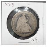 1873 Silver Seated Liberty Half Dollar