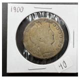 1900 Silver Barber Half Dollar